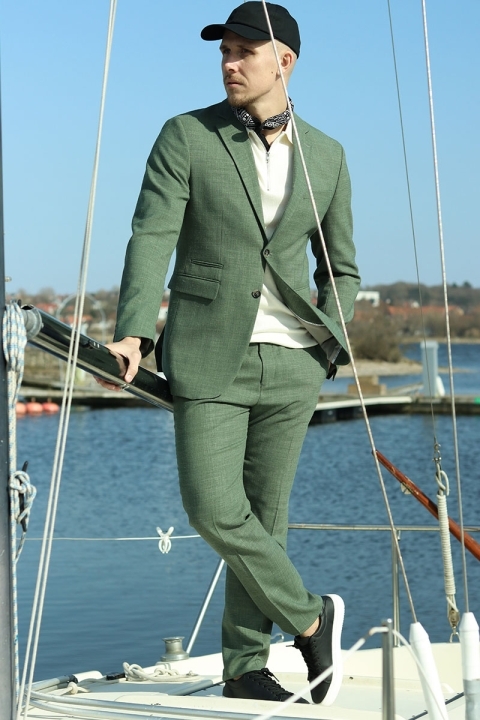 Selected Slim Oasis Linnen Suit Light Green Melange