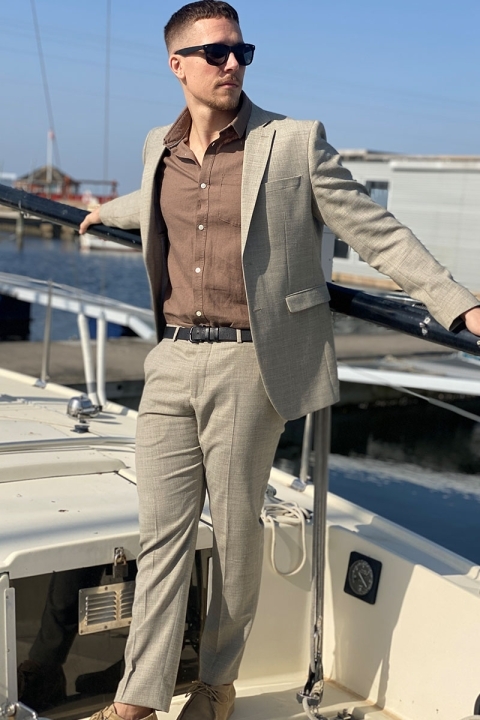 Selected Slim Oasis Linnen Suit Sand