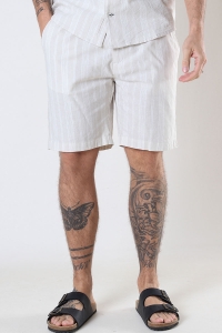 Kronstadt Chill Linen Stripe 02 Shorts Sand