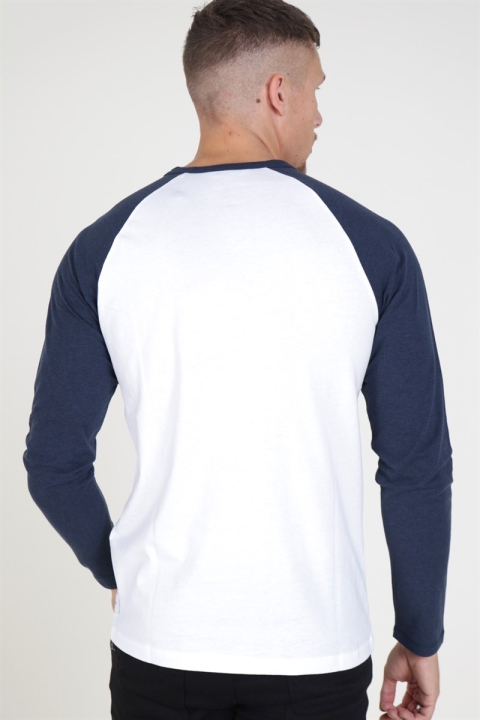 Only & Sons Elton Raglan Granddad LS T-shirt White/Navy