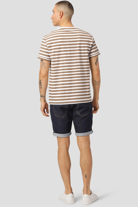 Clean Cut Copenhagen Basic Organic striped tee SS Dark Camel