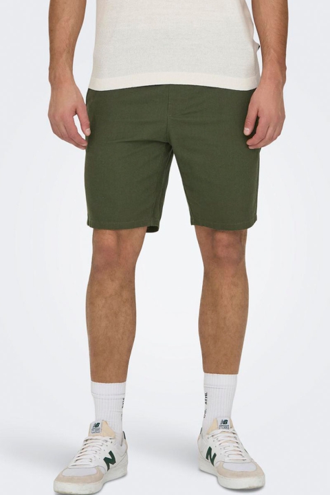 ONLY & SONS Linus Linen Shorts Olive Night