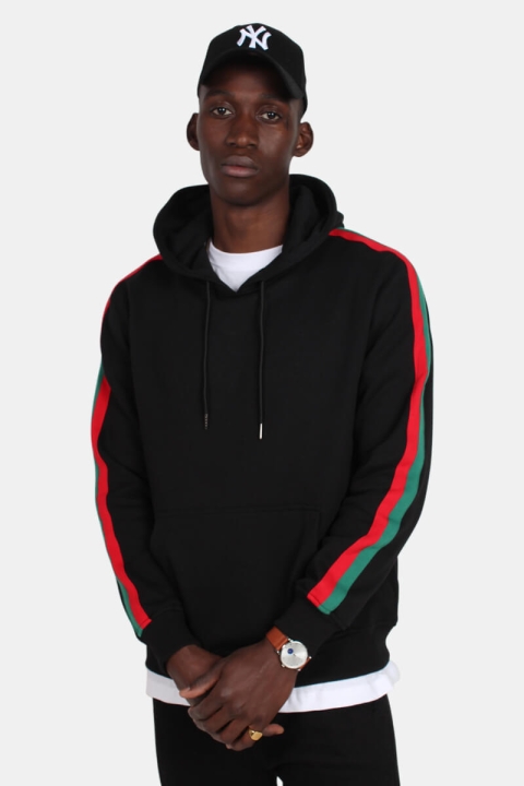 Klokban Classics Stripe Shoulder Hoodie Black/ Fire Red/ Green