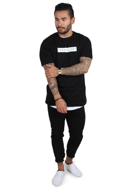 Liebhaveri Vintage Mens Longline T-shirt Sort