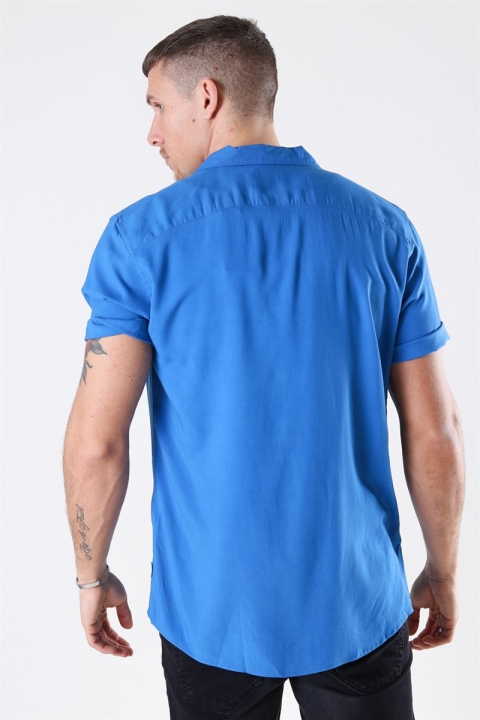 Only & Sons Silo Solid Viskose Overhemd S/S Baleine Blue
