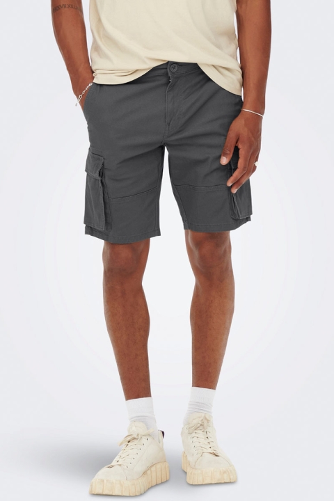 ONLY & SONS Cam Stage Cargo Shorts Grey Pinstripe