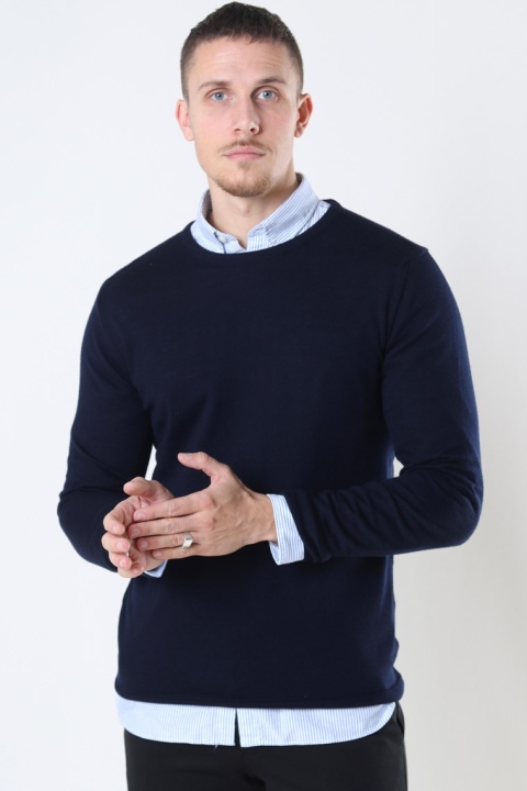 Clean Cut Copenhagen Merino Wool Crew Breien Navy