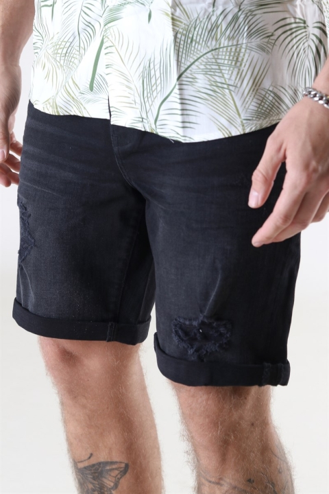 Solid LT Ryder Destroy Shorts Black Denim