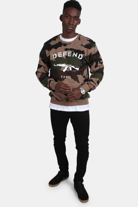 Defend Paris Crew Sweat Camo Tan