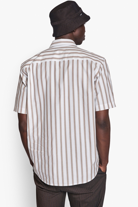 Woodbird Dads Striped shirt Cream White