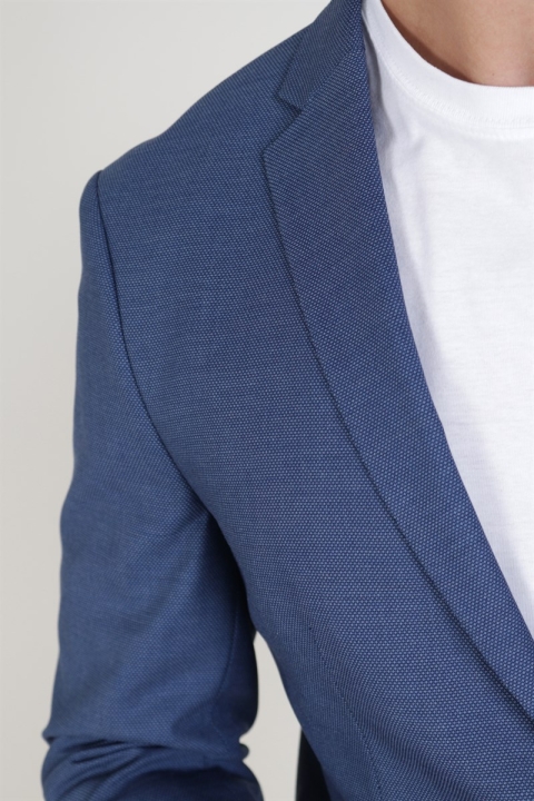 Selected Slim Mylo-Logan Blue StructKloke Blazer Dark Blue