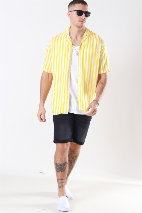 Denim Project El S/S Cuba Overhemd Yellow/White