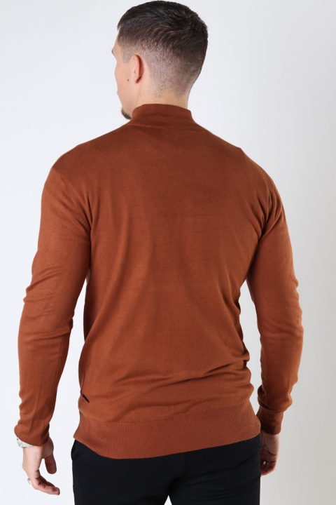 JEFF FRANKIE HALF ZIP KNIT Golden Brown