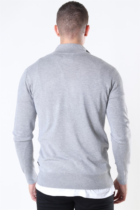 Jeff Argento Half Zip Breien Light Grey Mix