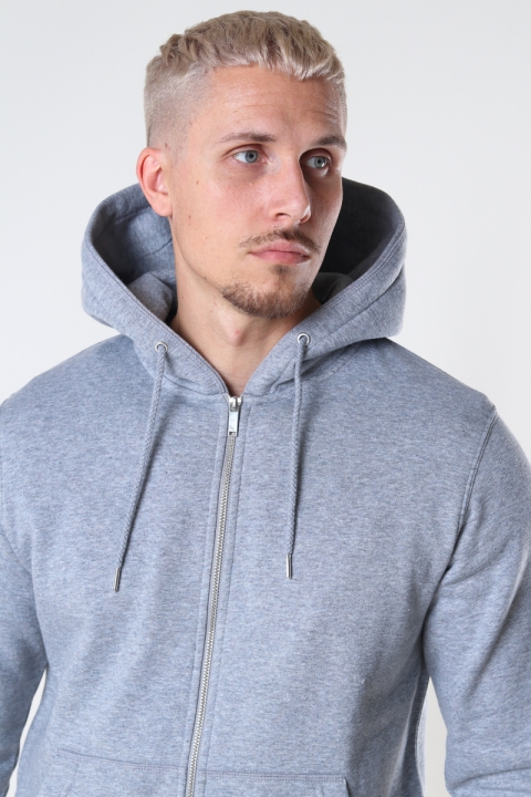 Jack & Jones JJESOFT BASIC SWEAT ZIP HOOD NOOS Light Grey Melange REG FIT