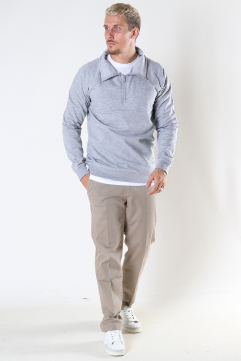 Denim project Basic Half-Zip Highneck 067 Light Grey melange