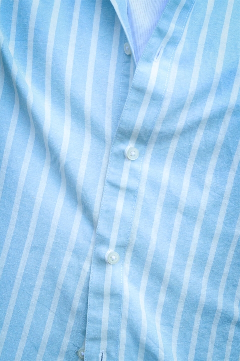 Selected Regular New Linen Shirt SS Cashmere Blue