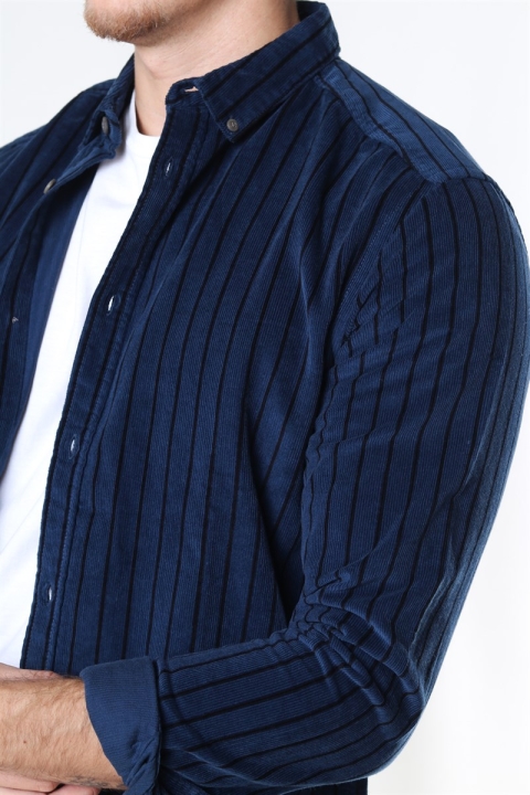 Only & Sons Edward Striped Corduroy Overhemd Dress Blues