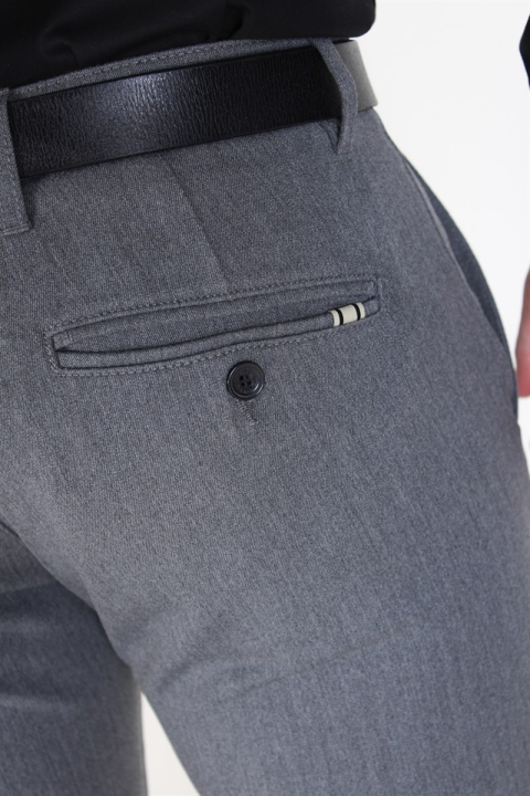 Solid Frederic Pants Med Grey Melange