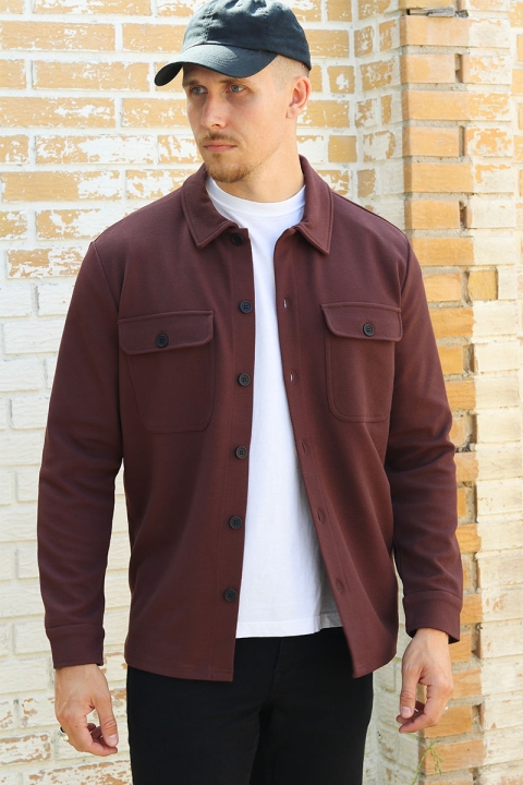 ONLY & SONS KODYL OVERSHIRT SWEAT Deep Mahogany