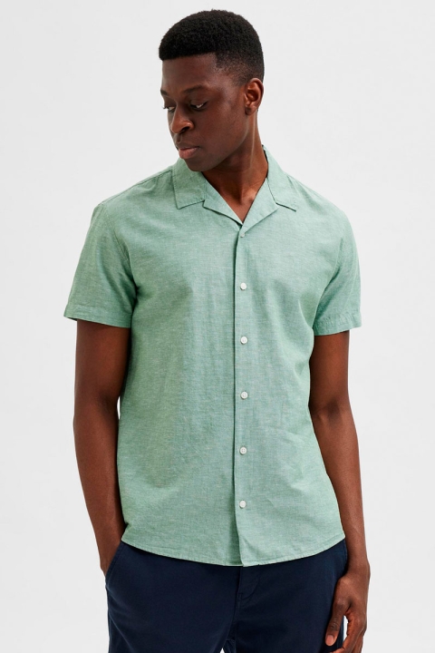 Selected SLHREGNEW-LINEN SHIRT SS RESORT W Desert Sage