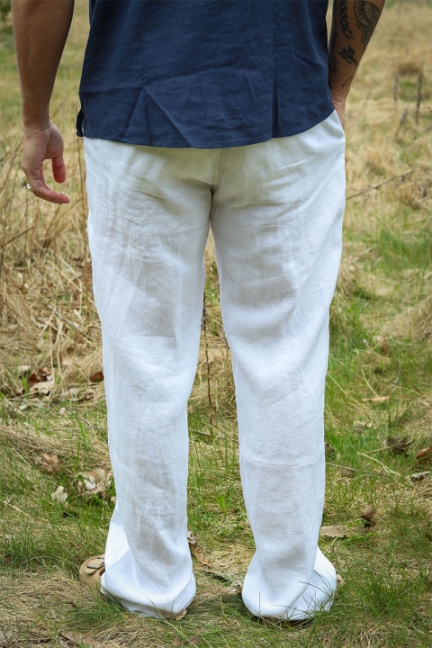 Woodbird Eik Linen Pant Off White