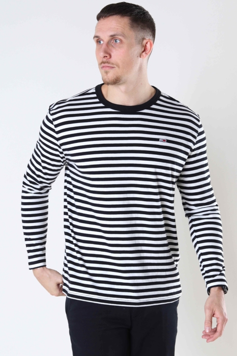 TOMMY JEANS TJU STRIPED LS CREW TEE Black