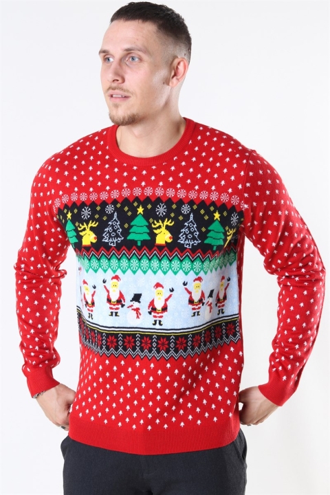 Only & Sons Xmas 7 Funny Top Breien Pompeian Red
