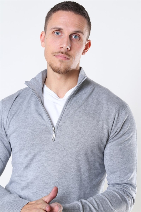 Jeff Argento Half Zip Breien Light Grey Mix