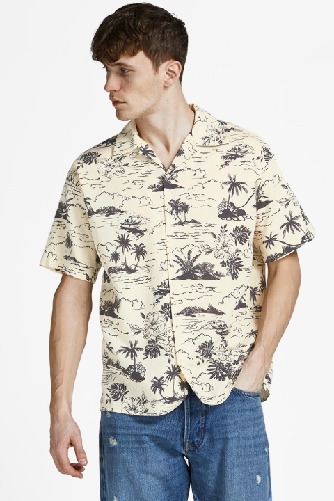 Jack & Jones JPRBLUWAIKIKI RESORT SHIRT S/S RELAX Alabaster Gleam