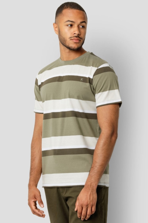 Clean Cut Copenhagen Bradley Cotton Tee Dusty Green/Ecru