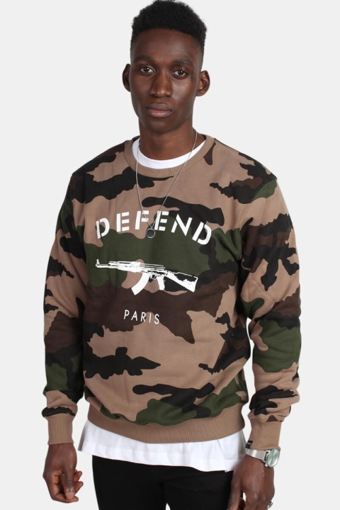 Defend Paris Crew Sweat Camo Tan