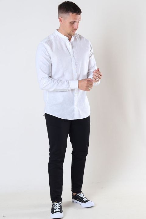 ONLY & SONS ONSCAIDEN LS SOLID LINEN MAO SHIRT NOOS White