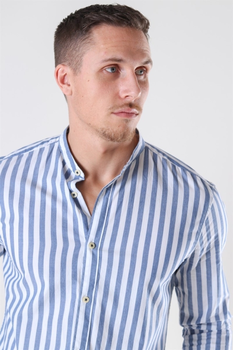 Only & Sons Matthew LS Stripe Manderine Overhemd Dark Blue