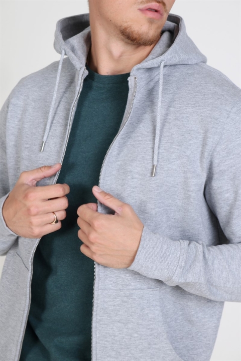 Solid Organic Morgan Zip Sweat Light Grey Mel