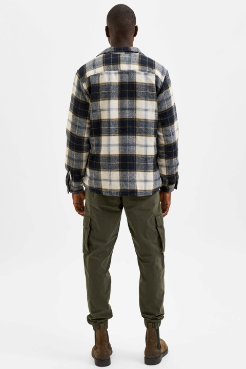 Selected SLHLOOSEKELLEN OVERSHIRT LS MIX W Dark Blue Checks