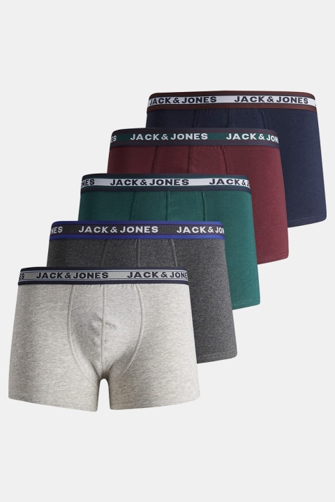 Jack & Jones Oliver Trunks 5 Pack Dark Grey Melange/Sea/Moss