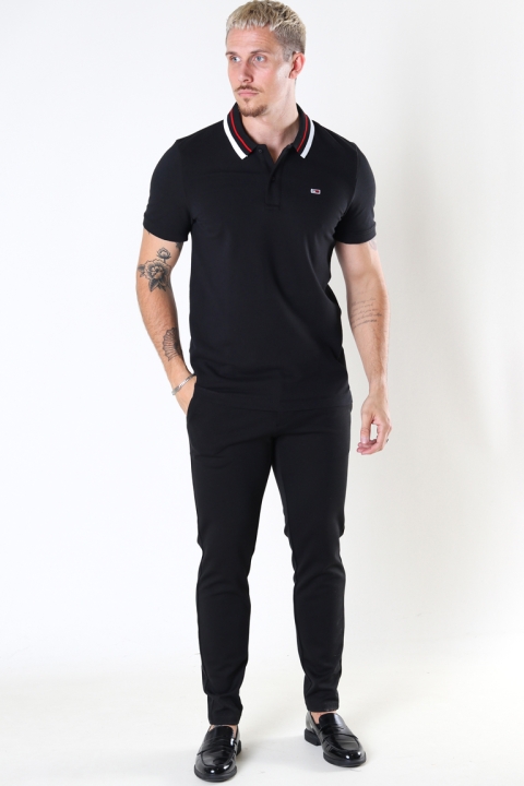 TJM CLASSICS TIPPED STRETCH POLO Black