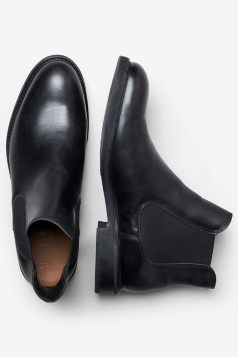 Selected Louis Leather Chelsea Boots Black