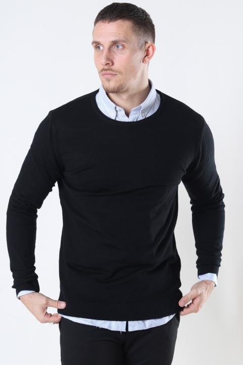 Clean Cut Copenhagen Merino Wool Crew Breien Black