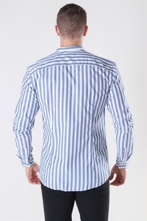 Only & Sons Matthew LS Stripe Manderine Overhemd Dark Blue