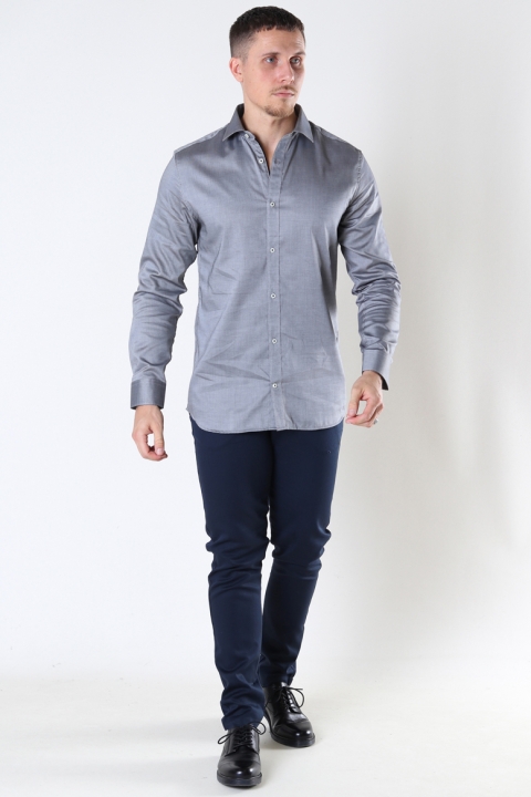 Jack & Jones JPRBLAROYAL PIPING SHIRT L/S SMU Grey Melange  SLIM FIT