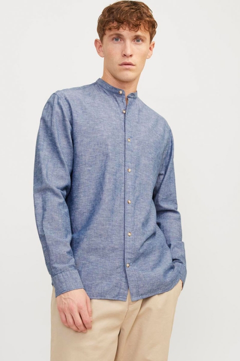 Jack & Jones Summer Band Linen Shirt LS Faded Denim