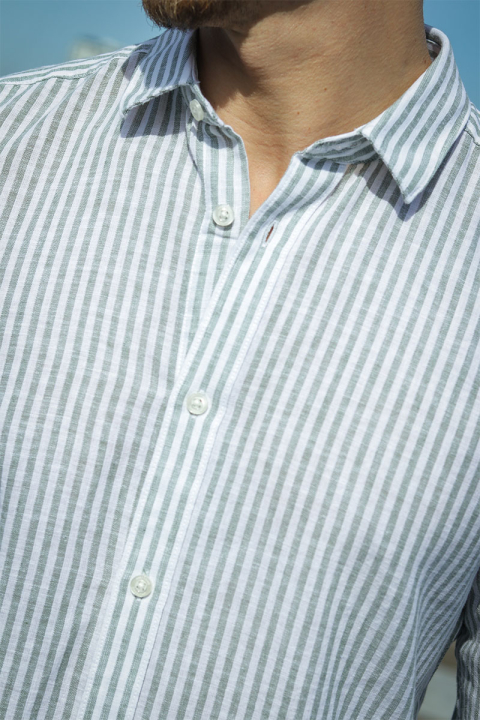 ONLY & SONS Caiden LS Stripe Linen Shirt Sea Spray
