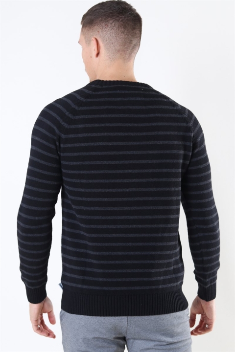 Kronstadt Liam Recycled Cotton Striped Breien Black/Charcoal