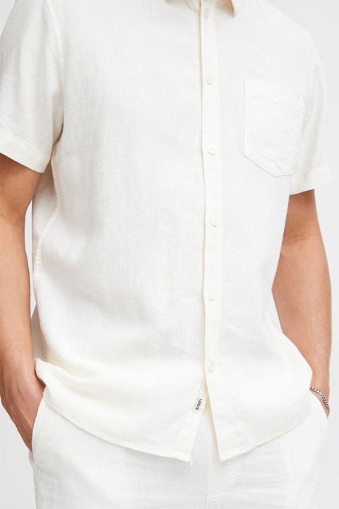 Solid Allan SS Linen Shirt White