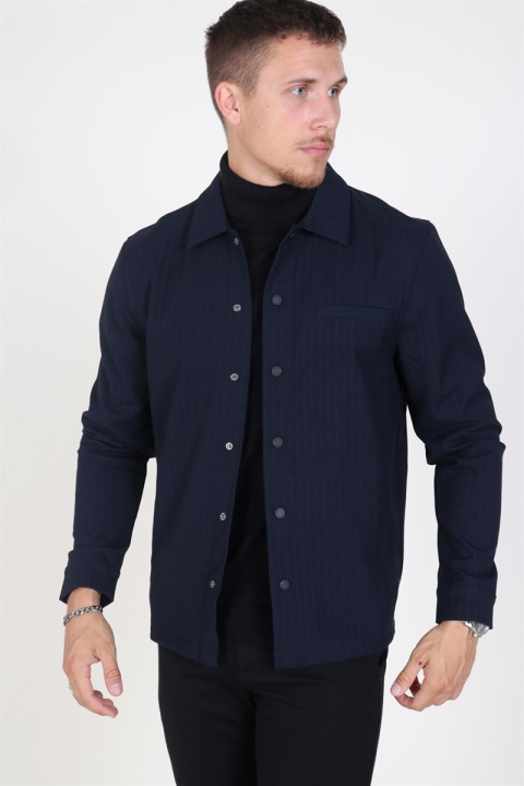 Woodbird Carsten Line Overshirt Navy