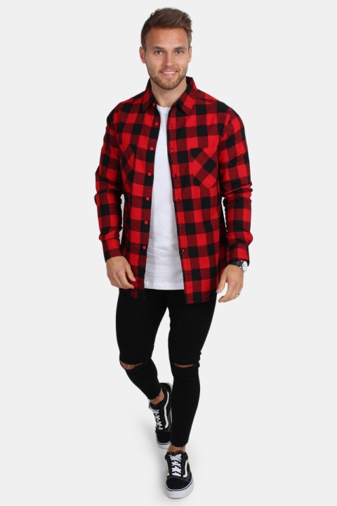 URBAN CLASSICS Checked Flanell Overhemd Red/Black
