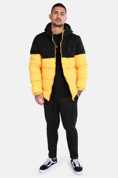 Urban Classics Hooded 2-Tone Puffer Jas Chrome Yellow/Black