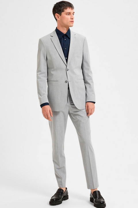 Selected Slim Liam Flex Blazer Light Grey Melange